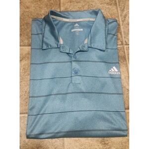 Adidas Golf Polo 2XL Light Blue, Pin Strips, Collared, Soft, Lightweight, EUC